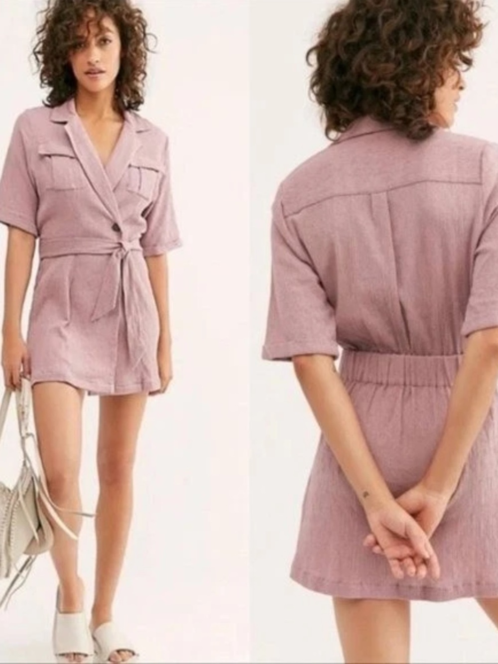 Free People Dusty Rose Shirt Mini Dress